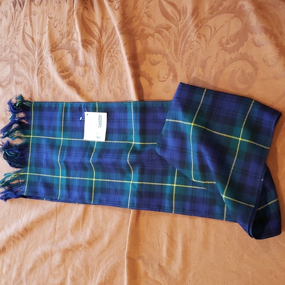 NWT Ingles Buchan Scarf Green Plaid Glasgow Scotland 82" x 10" - Picture 5 of 5